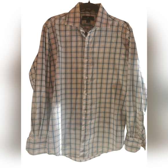 Bristol & Bull Brown, Light Blue, Tan and White Checkered Mens Shirt Size L - Picture 2 of 8